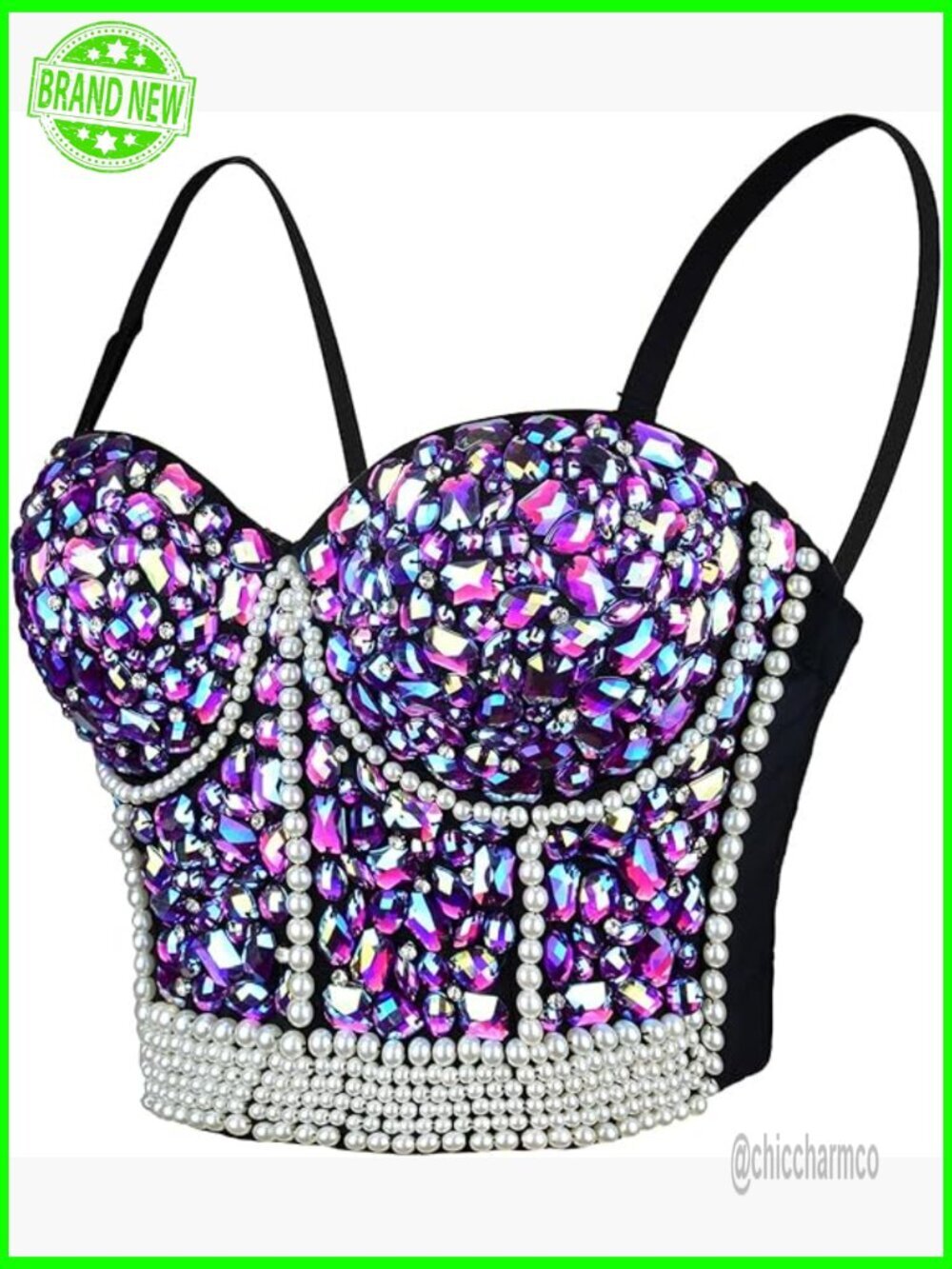 Sequin Rhinestone Bustier Crop Top